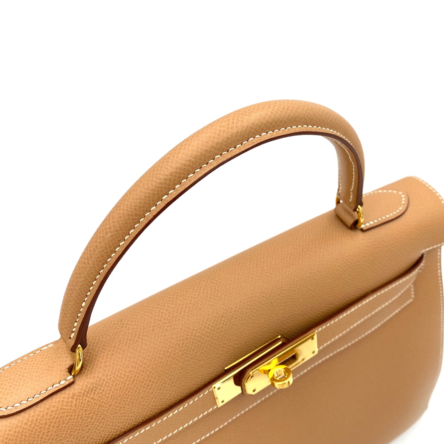 HERMES KELLY 32 SELLIER NATURAL COUCHVEL HAND SHOULDER BAG □C 90243814