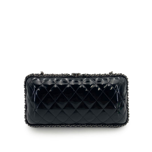 CHANEL MATELASSE CHAIN SHOULDER BAG BLACK ENAMEL 90243889