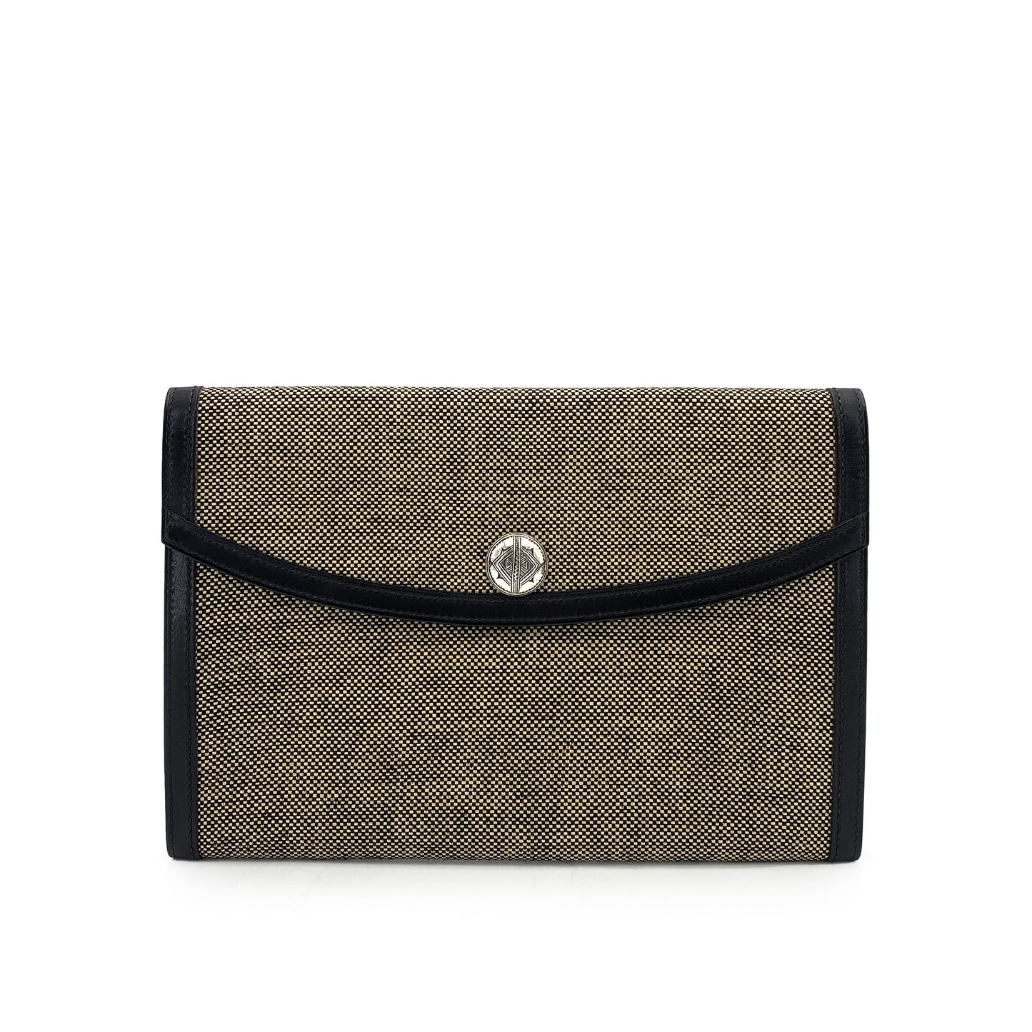 HERMES POCHETTE RIO BLACK TOILE BOXCALF CLUTCH BAG □B 90244746