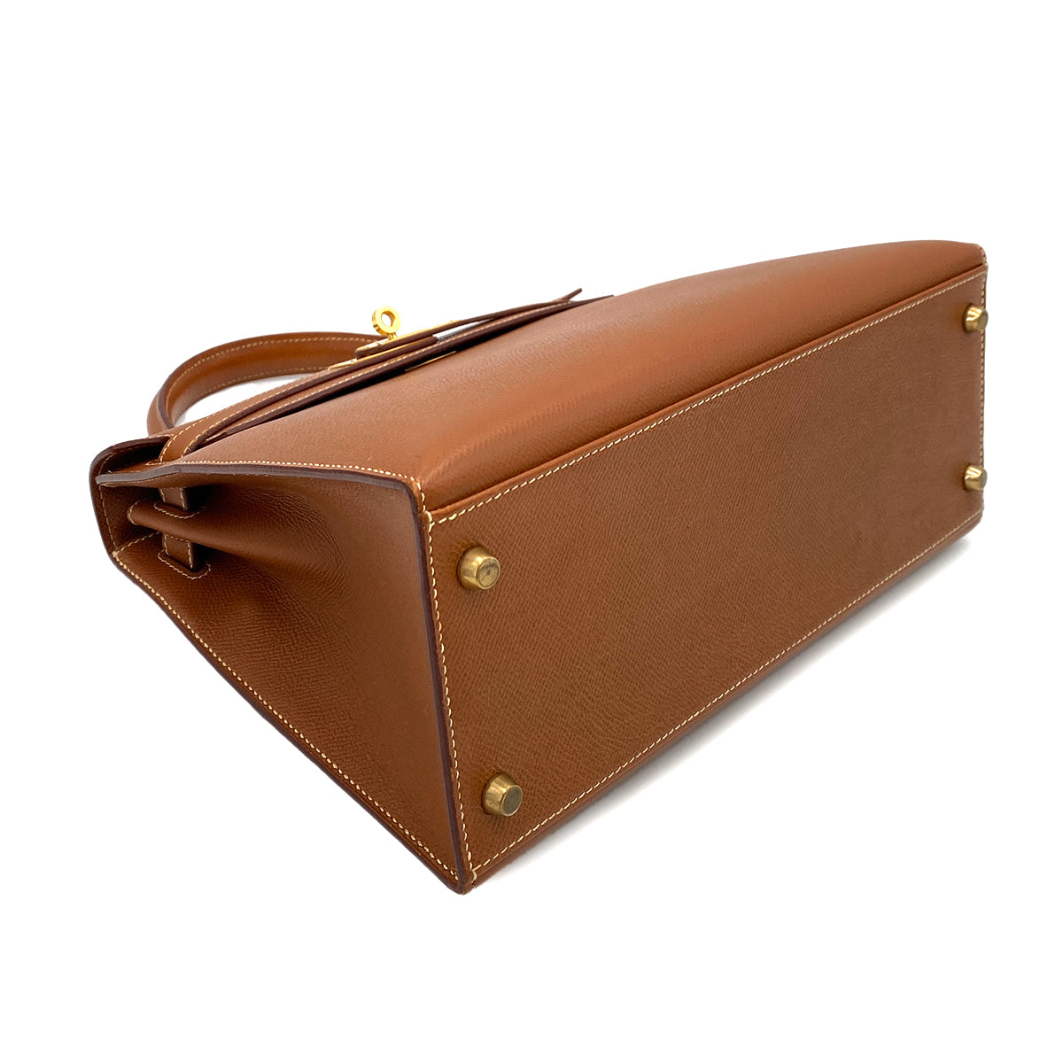 HERMES KELLY 28 SELLIER GOLD COUCHEVEL HAND SHOULDER BAG 〇W 90244747