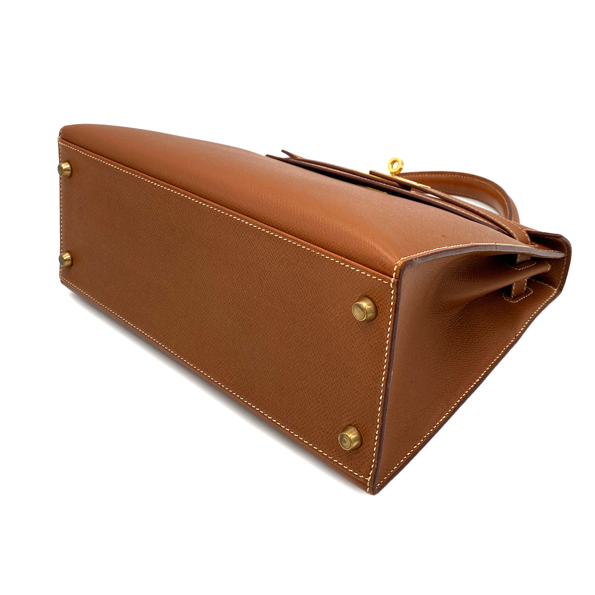 HERMES KELLY 28 SELLIER GOLD COUCHEVEL HAND SHOULDER BAG 〇W 90244747