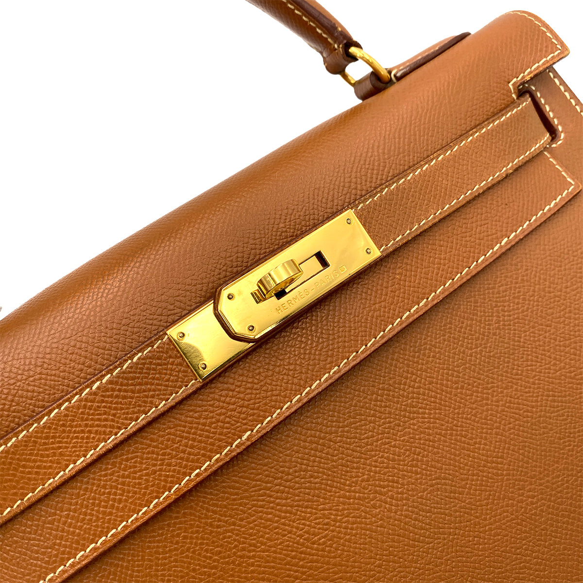 HERMES KELLY 28 SELLIER GOLD COUCHEVEL HAND SHOULDER BAG 〇W 90244747