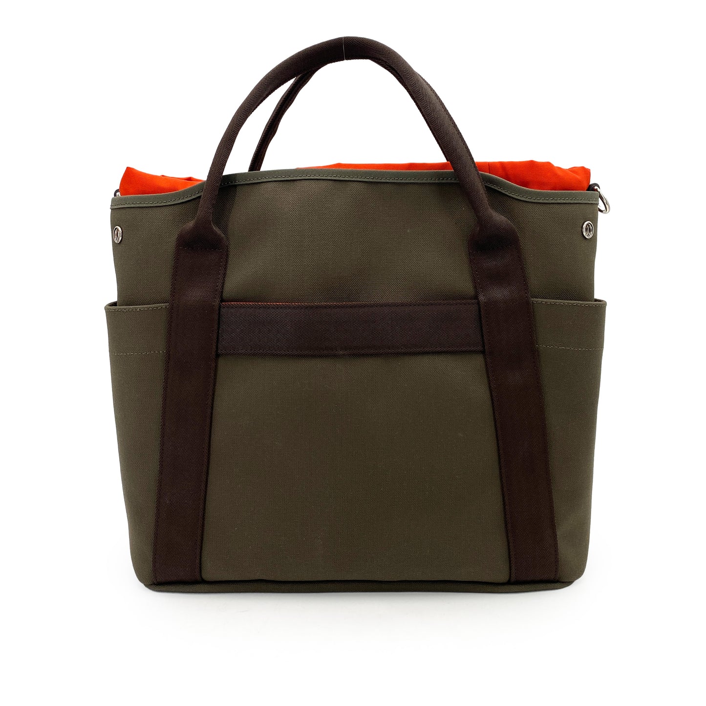 HERMES SAC DE PANSAGE GROOM KHAKI TOILE CHEVRON BRIDLE LEATHER HAND BAG A 90244805