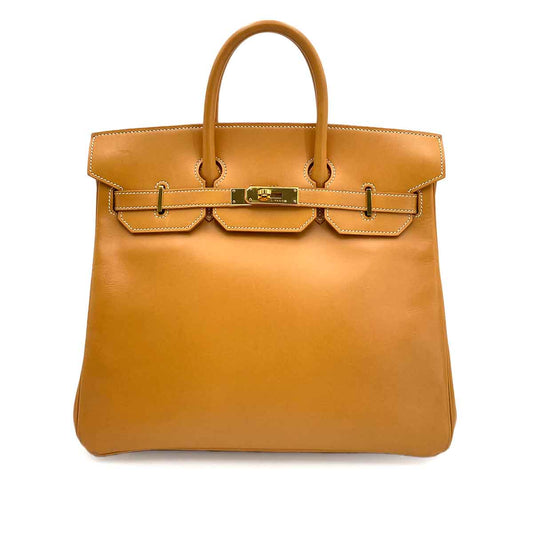 HERMES HAUT A COURROIES 32 NATURAL VASH HUNTER HAND BAG □C 90244809