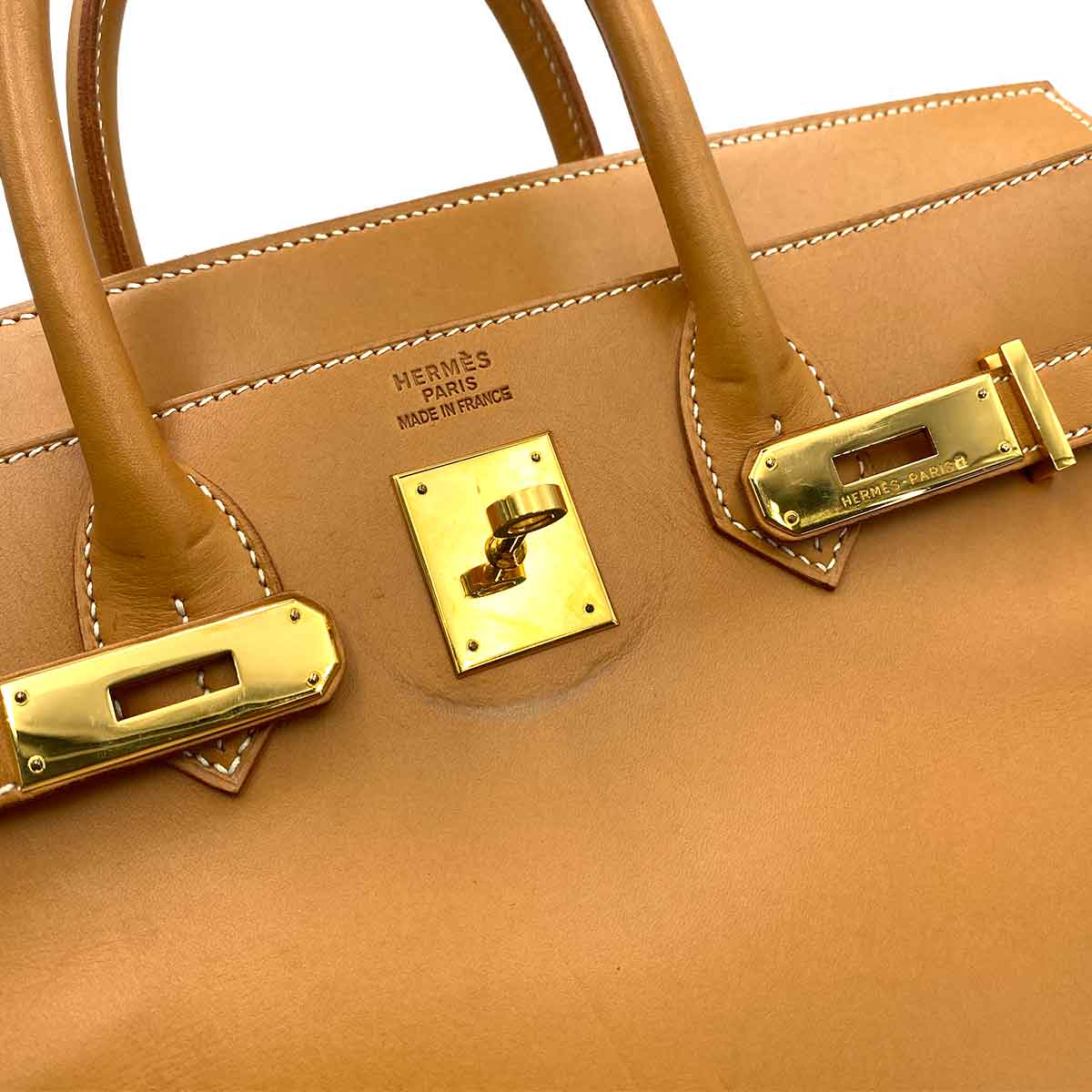 HERMES HAUT A COURROIES 32 NATURAL VASH HUNTER HAND BAG □C 90244809