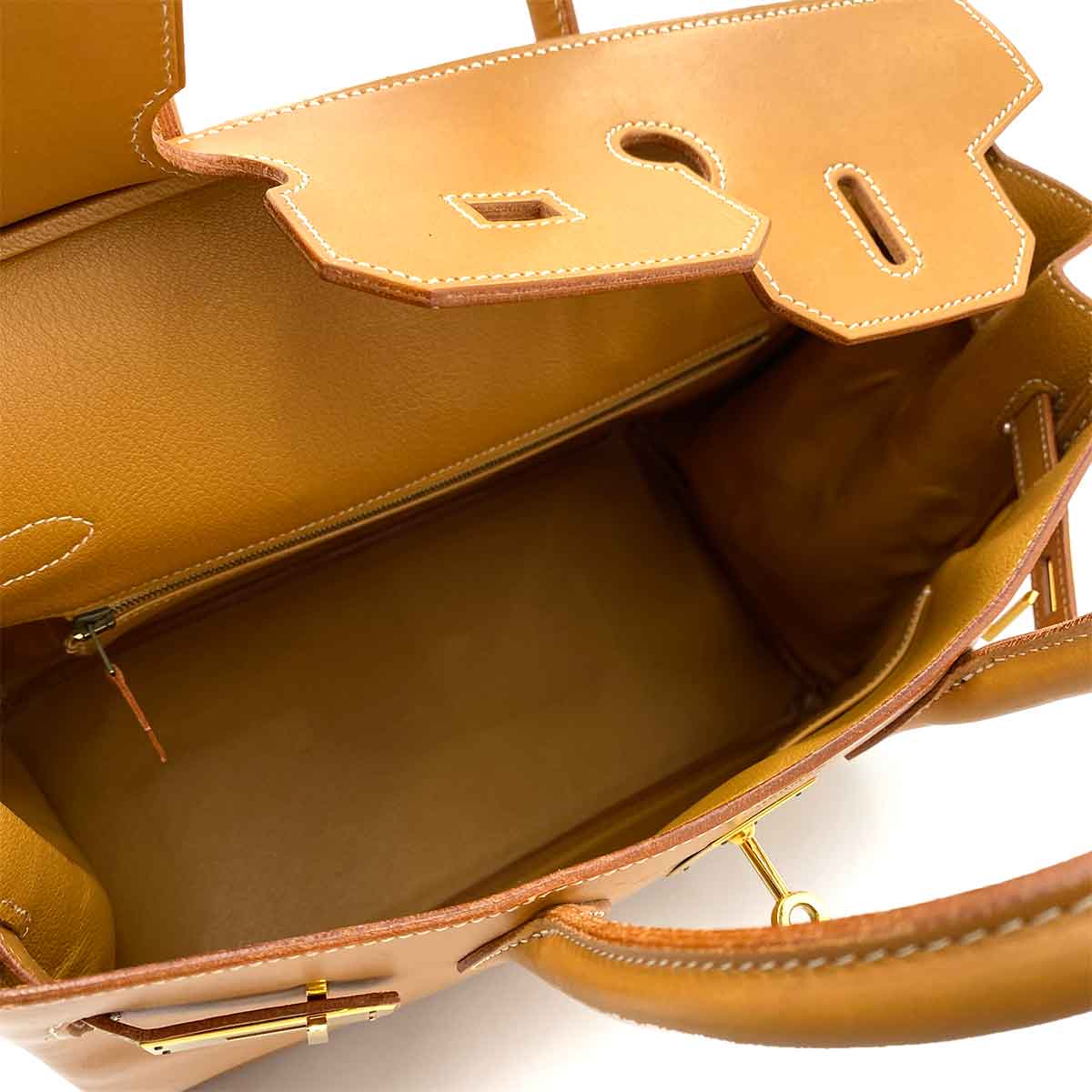 HERMES HAUT A COURROIES 32 NATURAL VASH HUNTER HAND BAG □C 90244809