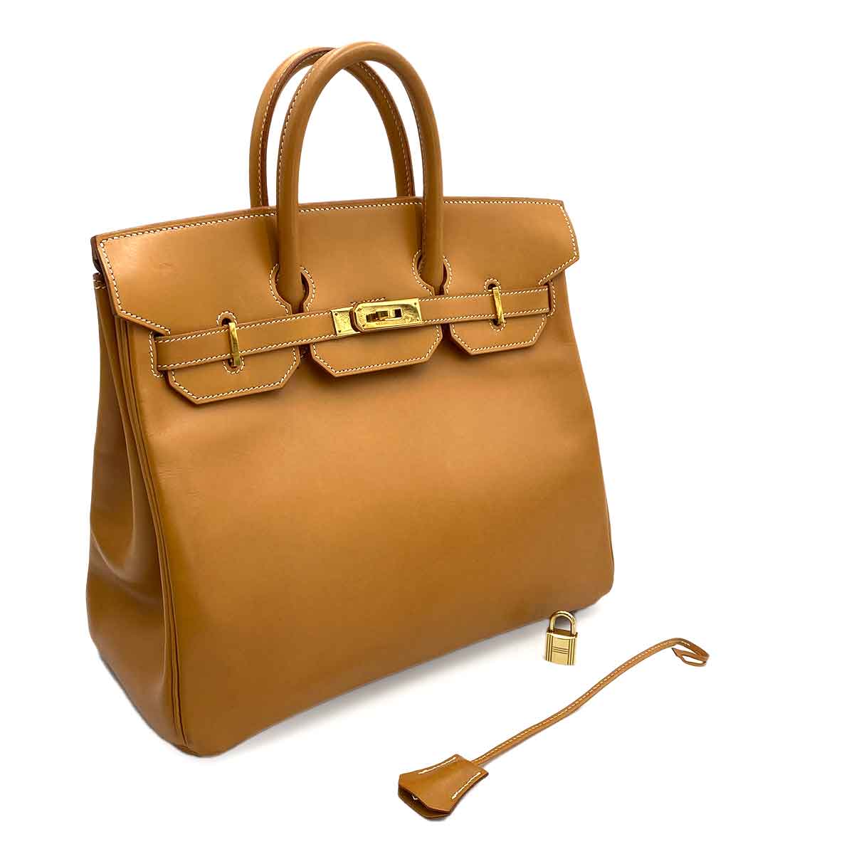HERMES HAUT A COURROIES 32 NATURAL VASH HUNTER HAND BAG □C 90244809