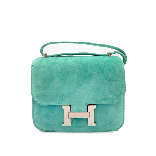 HERMES MINI CONSTANCE 18 BLEU ATOLL DEBRIS SHOULDER BAG X 90244817