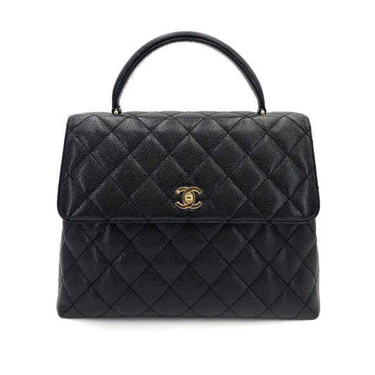 CHANEL VINTAGE MATELASSE HAND BAG BLACK CAVIAR SKIN 90245018