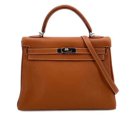 HERMES KELLY 32 RETOURNE GOLD TOGO HAND SHOULDER BAG □I SHW 90245027