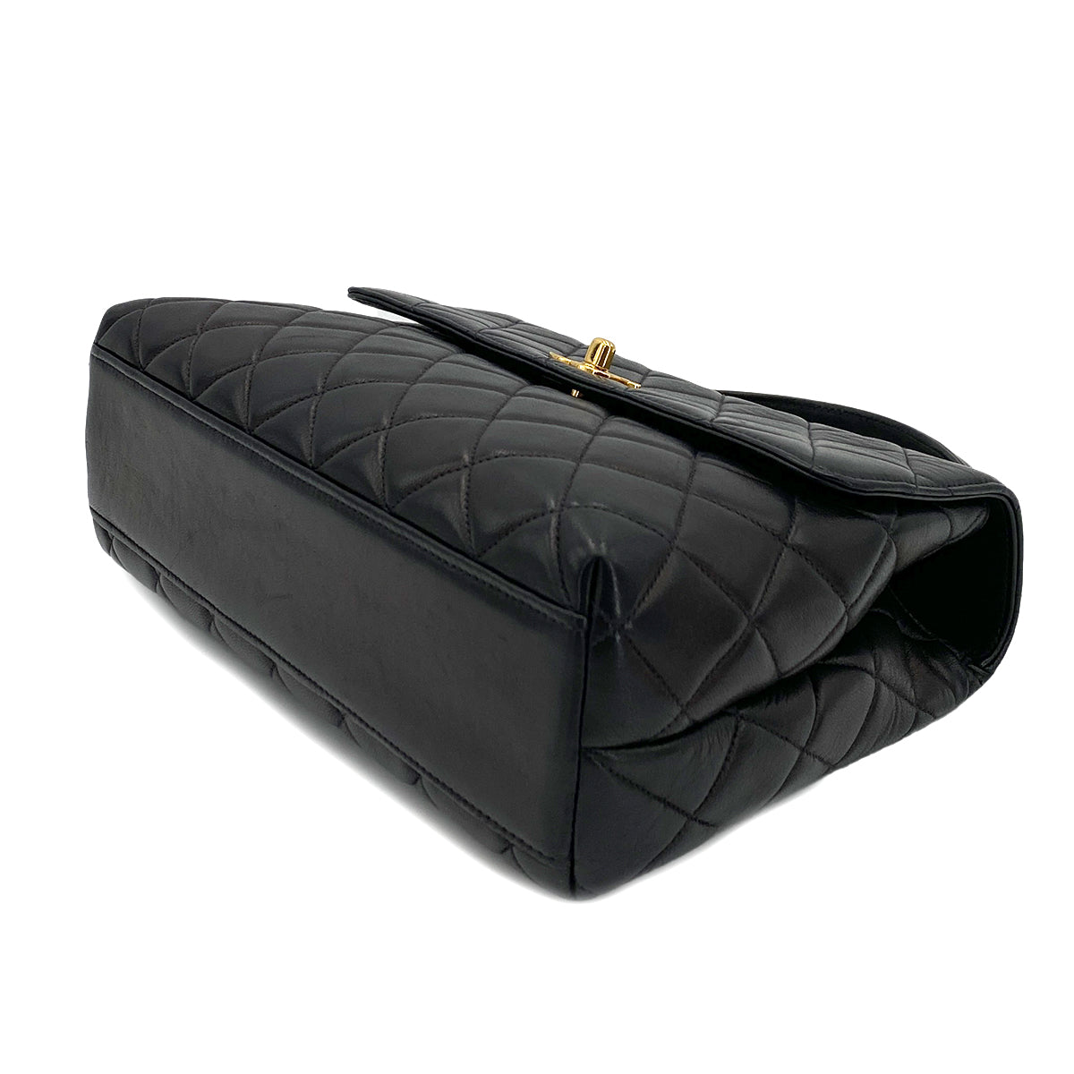 CHANEL VINTAGE MATELASSE HAND BAG BLACK LAMB SKIN 90245039
