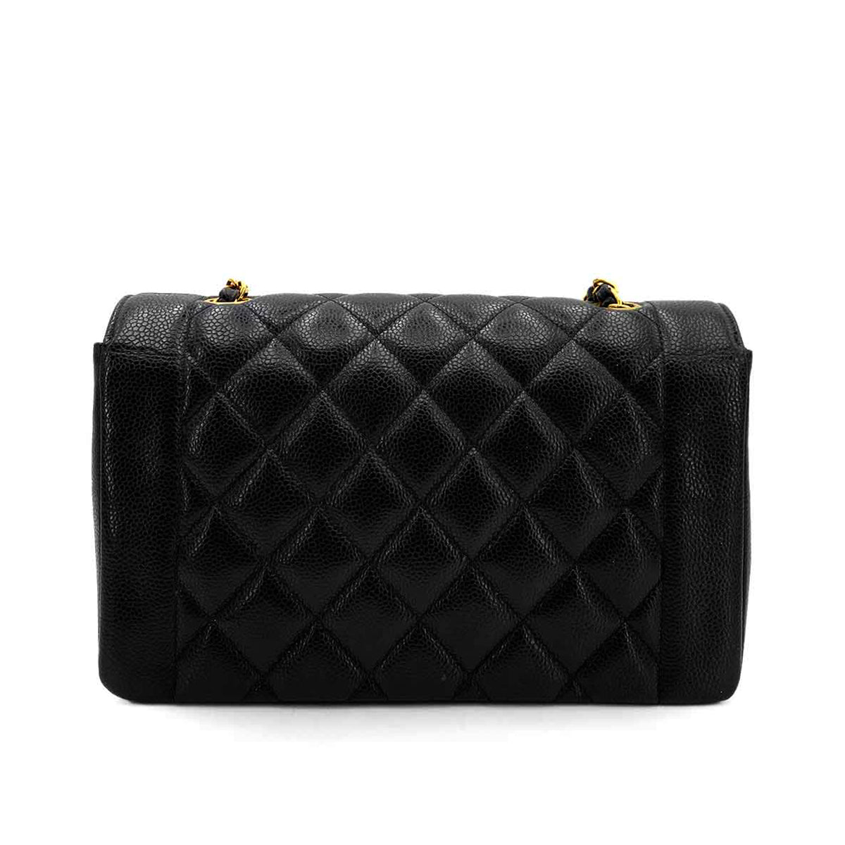 CHANEL VINTAGE DIANA MEDIUM CHAIN SHOULDER BAG BLACK CAVIR SKIN  90245042