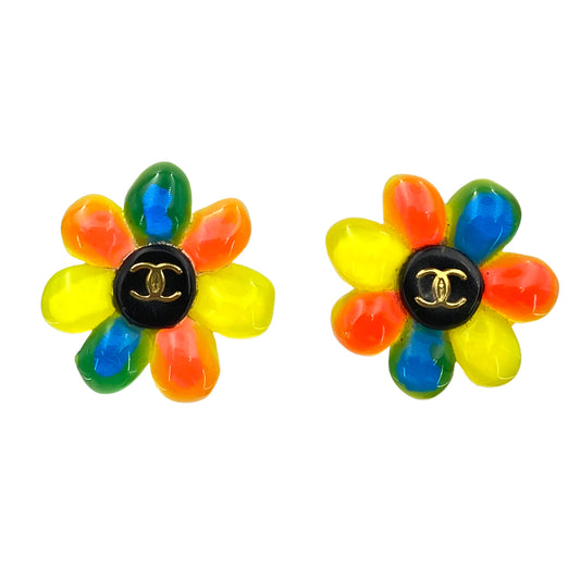 CHANEL VINTAGE EARRINGS FLOWER MOTIF COCOMARK ACCESSORY 95P 90245073
