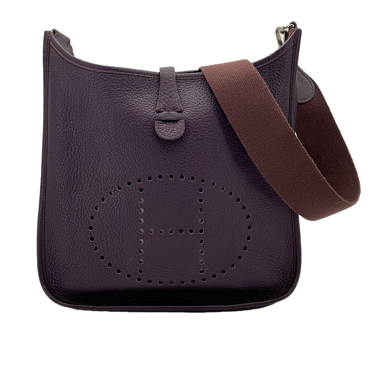 HERMES EVELYNE 2 PM RAISIN TAURILLON CLEMENCE SHOULDER BAG □K 90245542