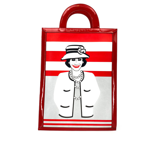 CHANEL VINTAGE COCOMARK MADEMOISELLE TOTE BAG RED ENAMEL 90245550