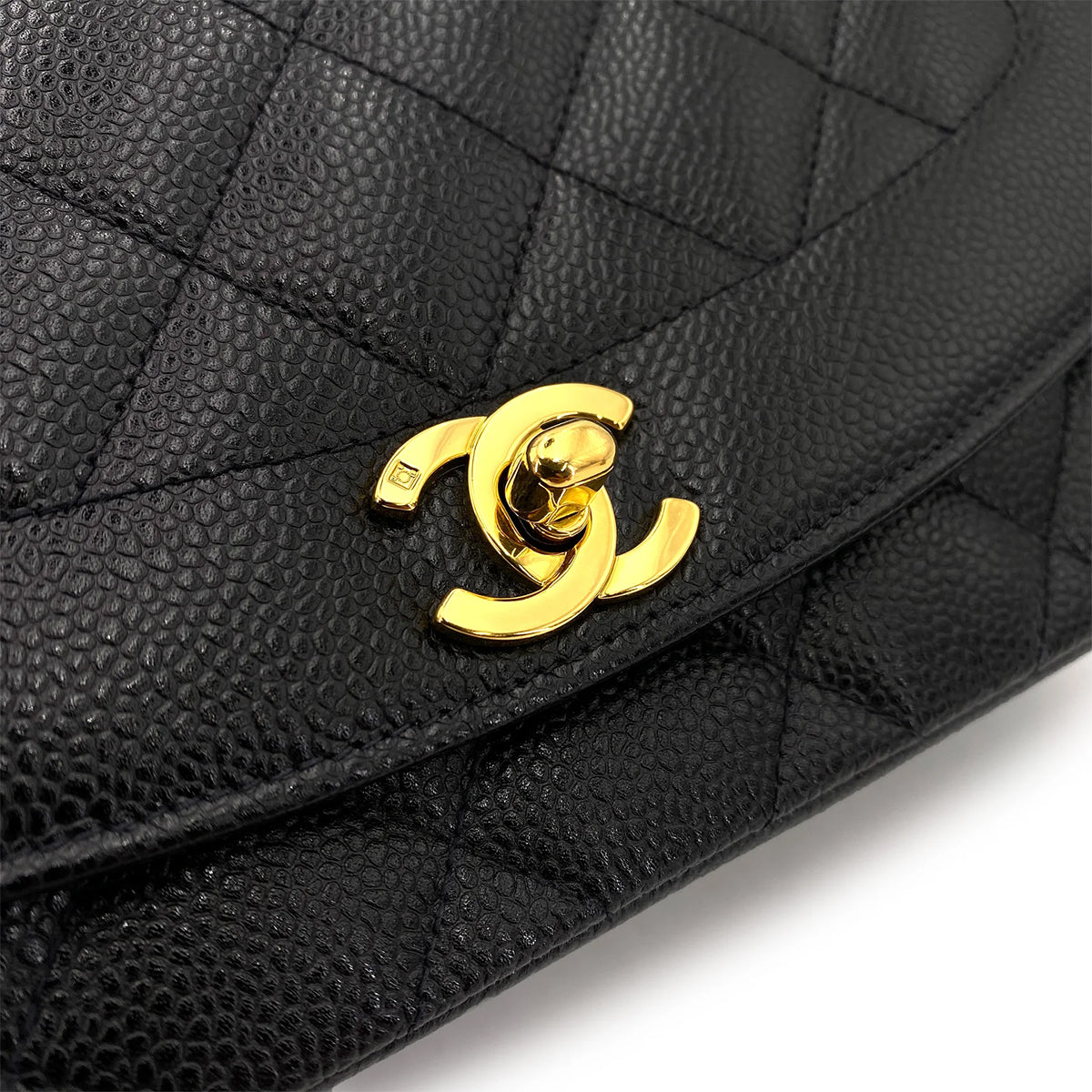 CHANEL VINTAGE DIANA MEDIUM CHAIN SHOULDER BAG BLACK CAVIAR SKIN 90245552