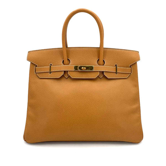 HERMES BIRKIN 35 NATURAL ARDENNES HAND BAG □B 90245566