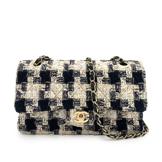 CHANEL VINTAGE CLASSIC FLAP MEDIUM CHAIN SHOULDER BAG MULTICOLOR TWEED 90245568