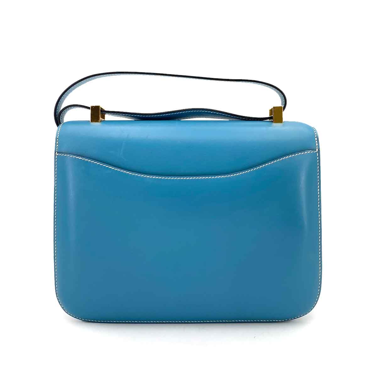 HERMES CONSTANCE BLUE JEAN BOXCALF SHOULDER BAG □D 90245634