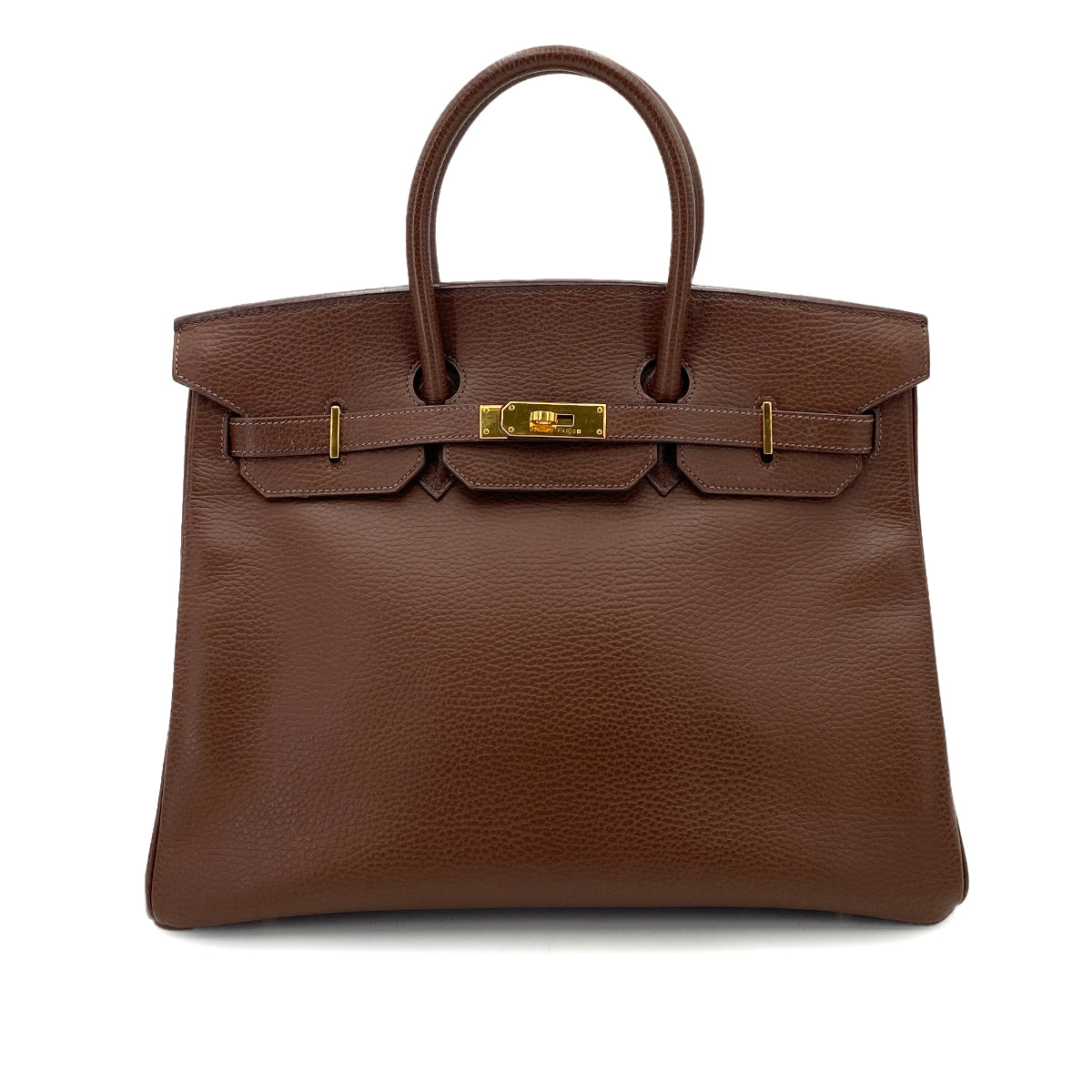 HERMES BIRKIN 35 BROWN TYPE ARDENNES HAND BAG □F 90245635