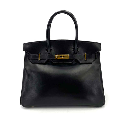 HERMES BIRKIN 30 BLACK BOXCALF HAND BAG □C 90245647