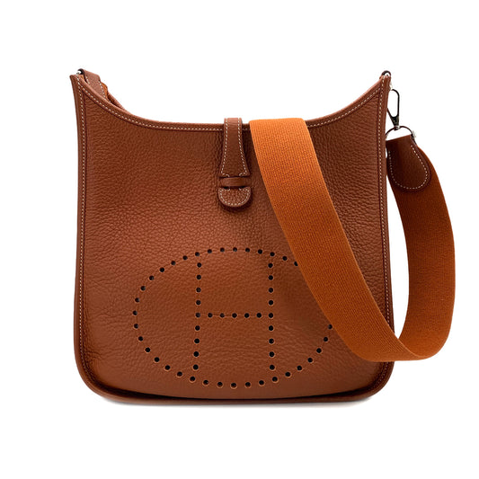 HERMES EVELYNE PM GOLD TAURILLON CLEMENCE SHOULDER BAG □JO 90245789