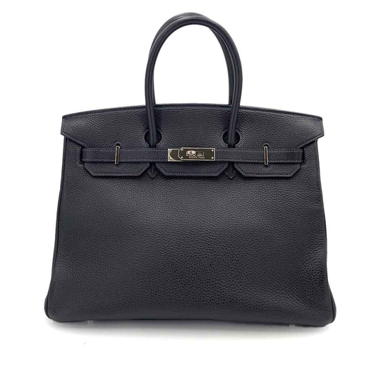 HERMES BIRKIN 35 BLUE INDIGO TAURILLON CLEMENCE HAND BAG □H 90245792