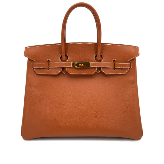 HERMES BIRKIN 35 GOLD COUCHEVEL HAND BAG □B GHW 90245793