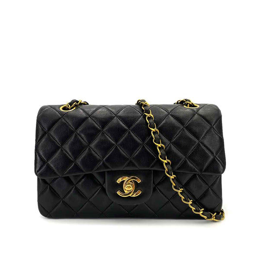 CHANEL VINTAGE CLASSIC FLAP SMALL CHAIN SHOULDER BAG BLACK LAMB SKIN 90245794