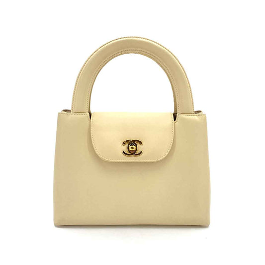 CHANEL VINTAGE COCO HAND BAG BEIGE LAMB SKIN 90245796