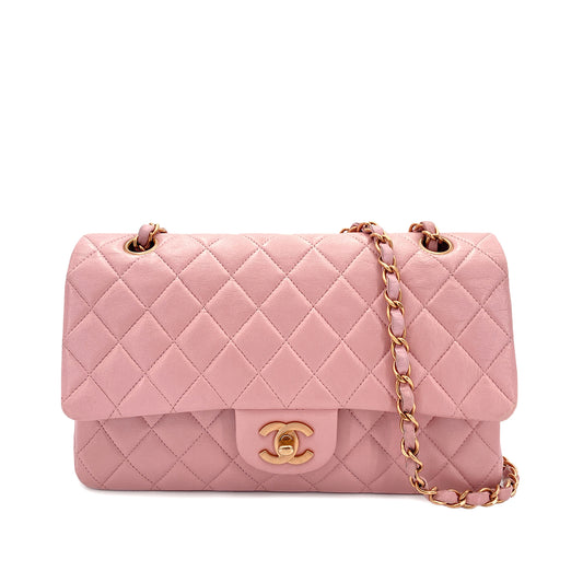 CHANEL VINTAGE CLASSIC FLAP MEDIUM CHAIN SHOULDER BAG PINK LAMB SKIN 90245935