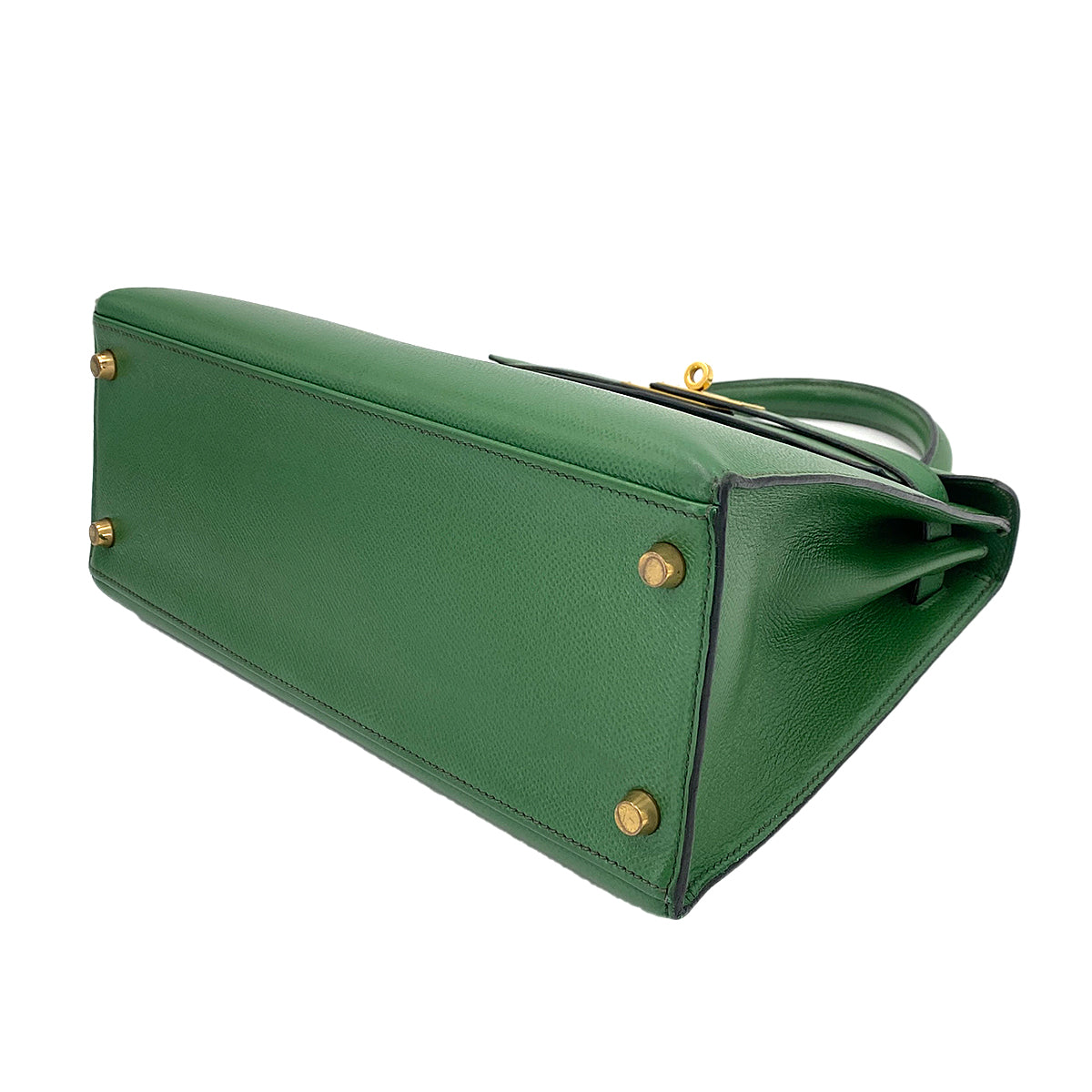 HERMES KELLY 28 SELLIER GREEN TYPE COUCHVEL HAND SHOULDER BAG 〇X 90246310