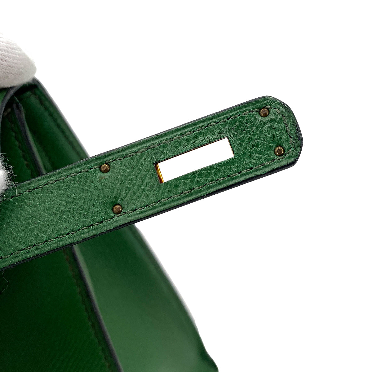 HERMES KELLY 28 SELLIER GREEN TYPE COUCHVEL HAND SHOULDER BAG 〇X 90246310