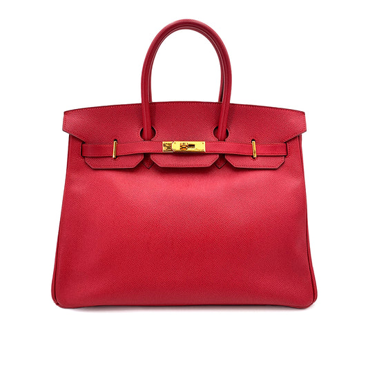 HERMES BIRKIN 35 ROUGE VIF COUCHEVEL HAND BAG 〇Z 90246313