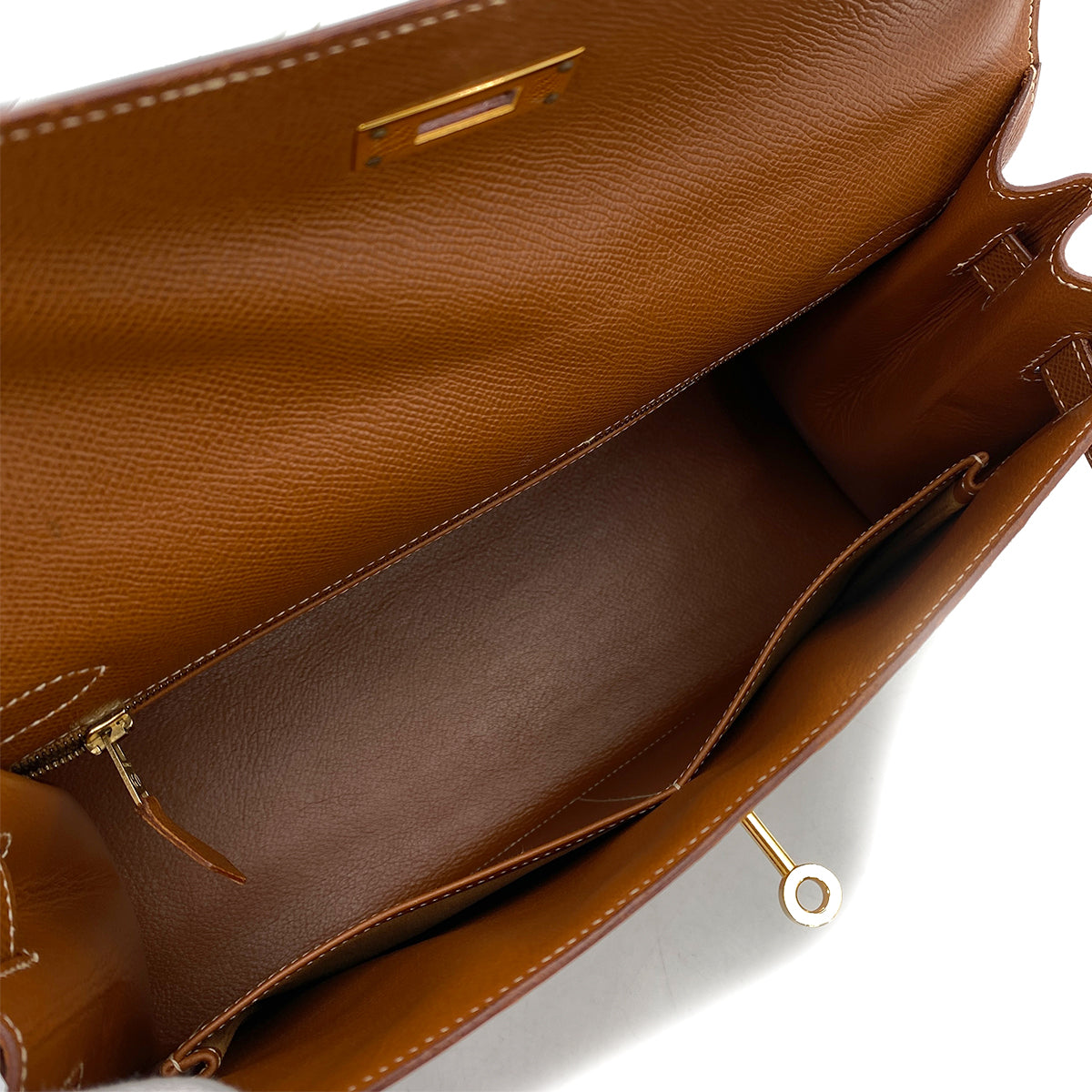 HERMES KELLY 32 SELLIER GOLD COUCHVEL HAND SHOULDER BAG 〇W 90246341