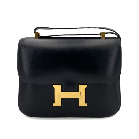 HERMES CONSTANCE 24 BLACK BOXCALF SHOULDER BAG □E 90246343