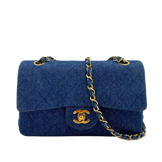 CHANEL VINTAGE CLASSIC FLAP SMALL CHAIN SHOULDER BAG BLUE DENIM 90246350