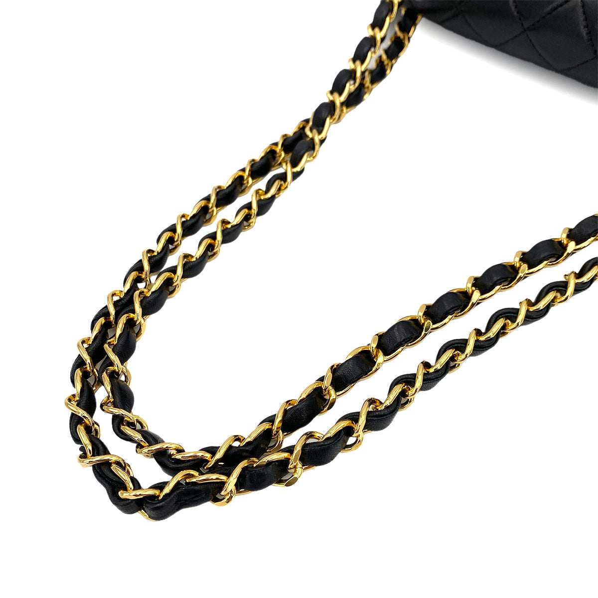 CHANEL VINTAGE CLASSIC FLAP SMALL CHAIN SHOULDER BAG BLACK LAMB SKIN 90246366