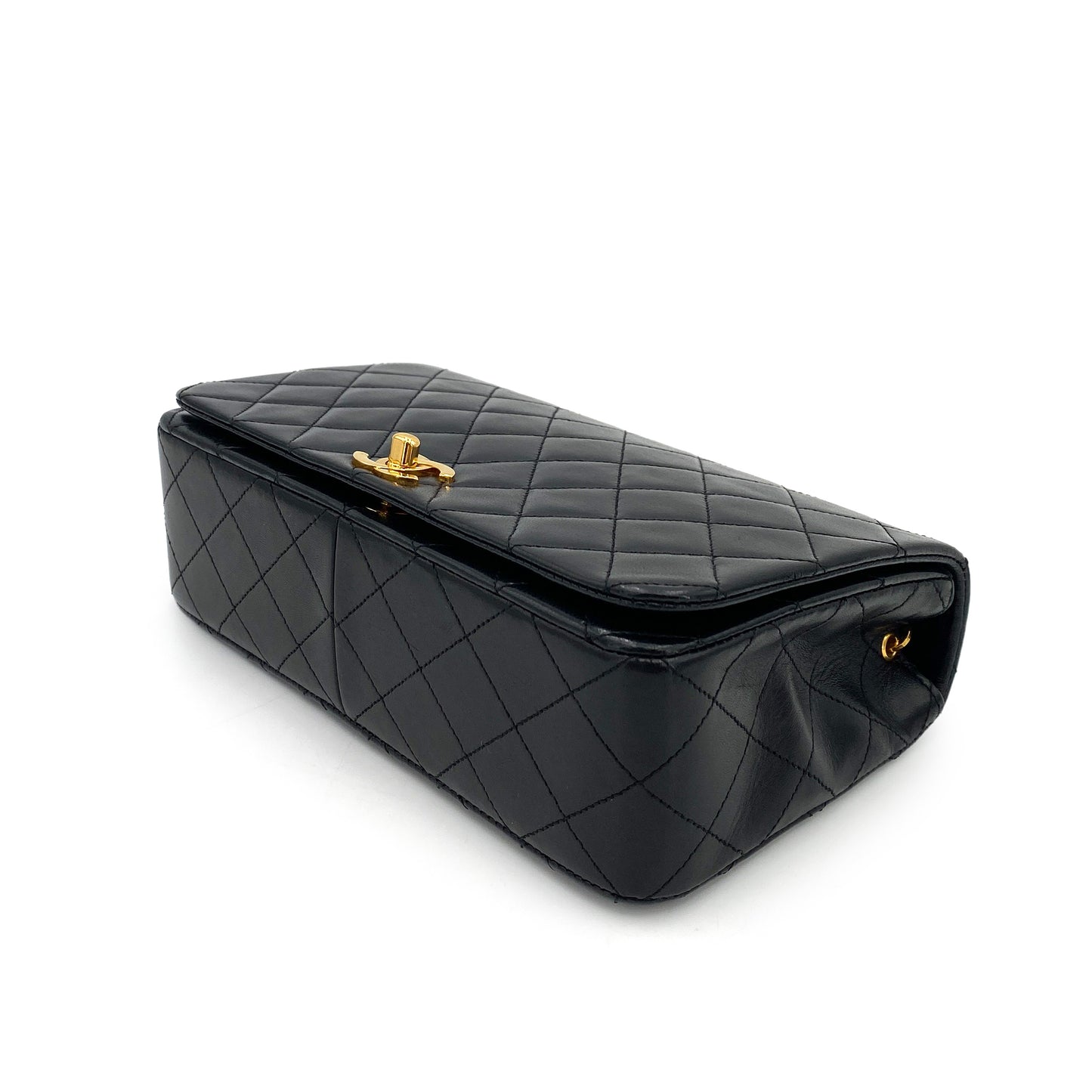 CHANEL VINTAGE FULL FLAP CHAIN SHOULDER BAG BLACK LAMB SKIN 90246906