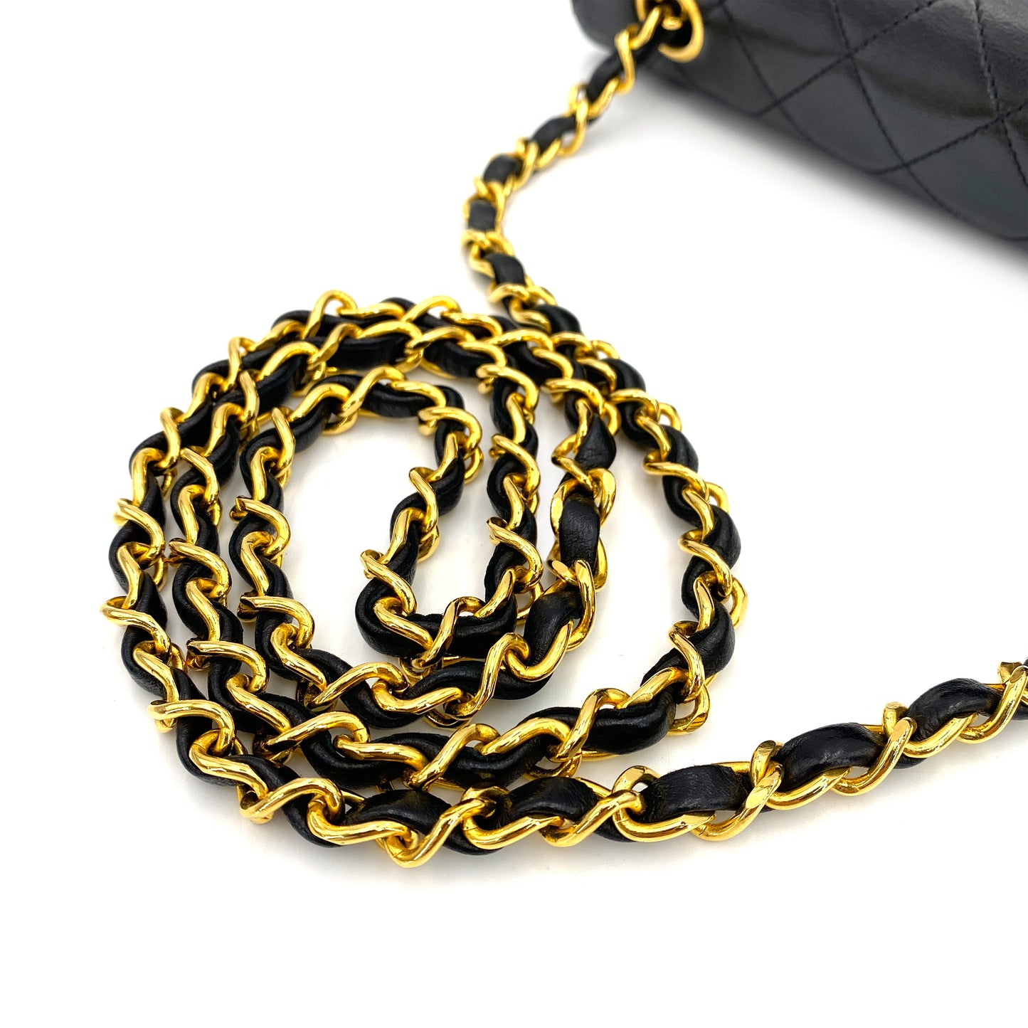 CHANEL VINTAGE FULL FLAP CHAIN SHOULDER BAG BLACK LAMB SKIN 90246906