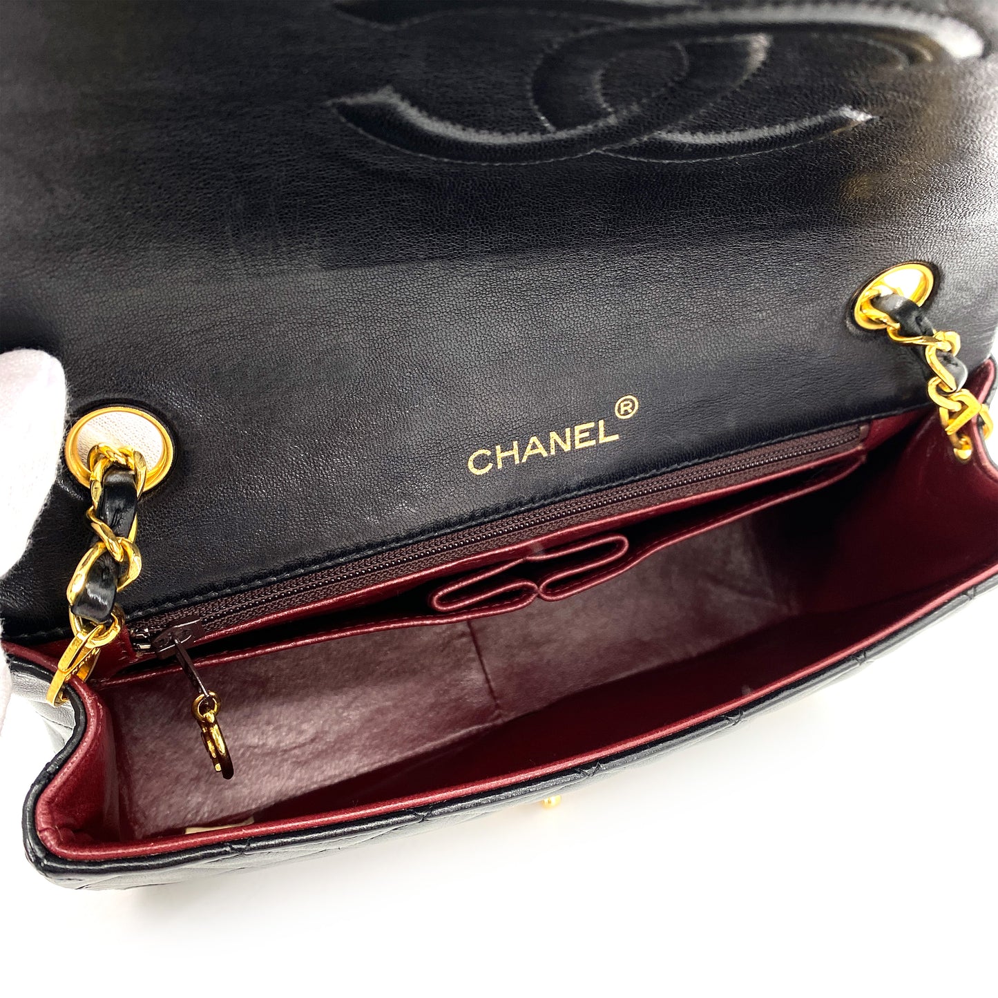 CHANEL VINTAGE FULL FLAP CHAIN SHOULDER BAG BLACK LAMB SKIN 90246906