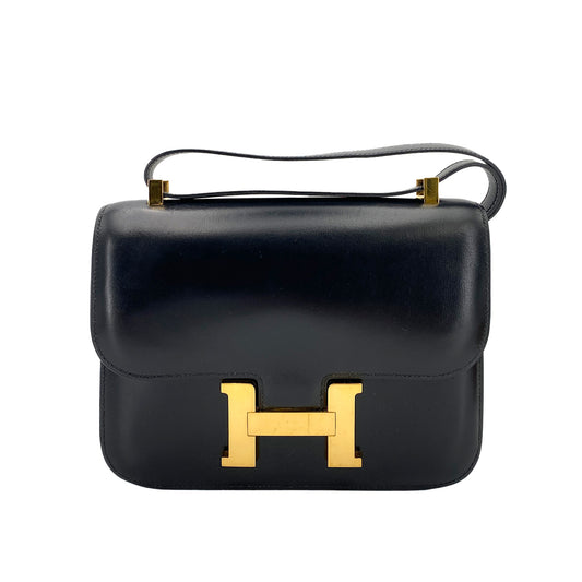 HERMES CONSTANCE BLACK BOXCALF SHOULDER BAG 〇R 90246911