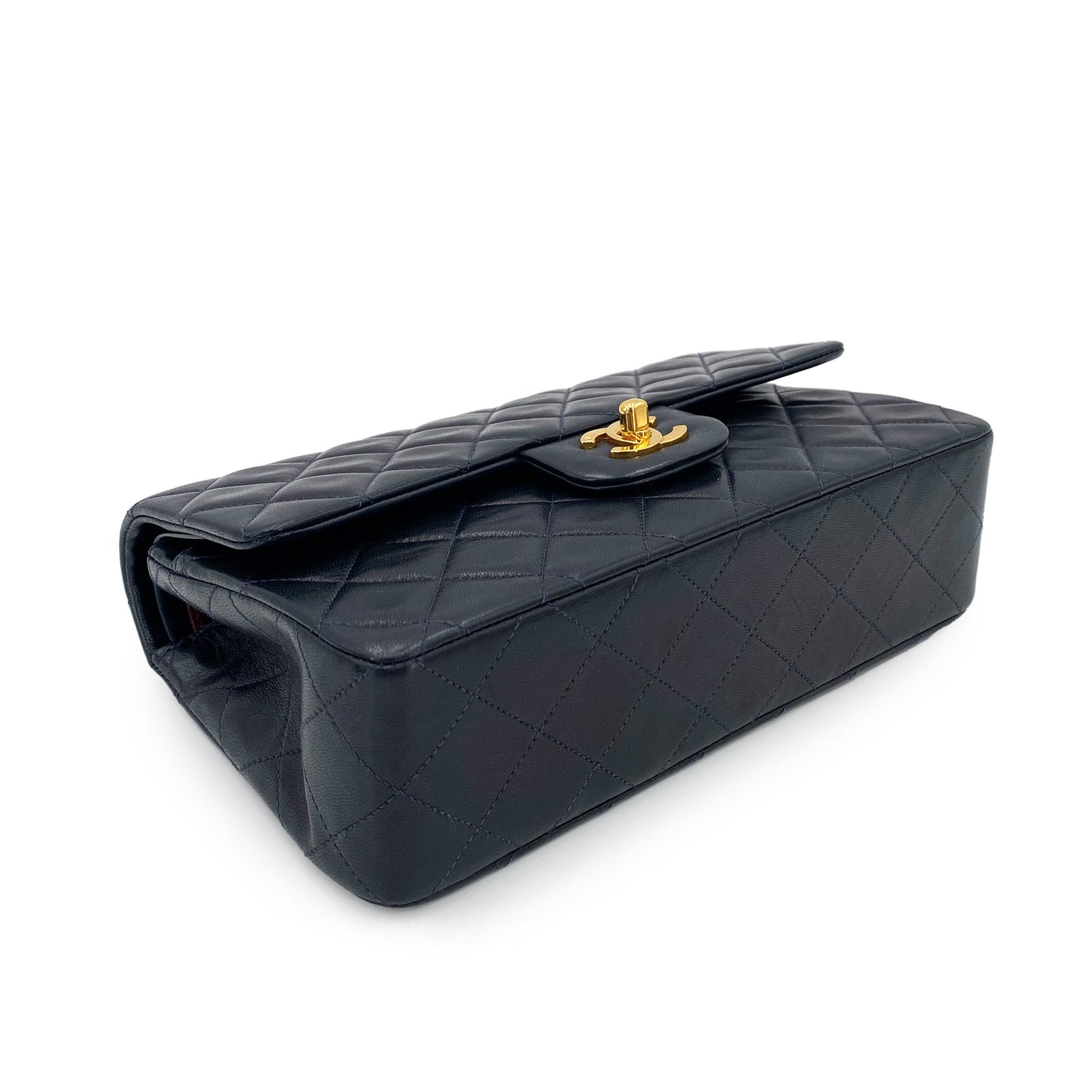 CHANEL VINTAGE CLASSIC FLAP SMALL CHAIN SHOULDER BAG NAVY LAMB SKIN 90246915