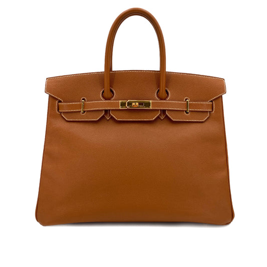 HERMES BIRKIN 35 GOLD COUCHEVEL HAND BAG 〇Z 90246979