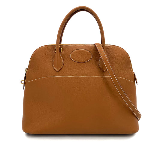 HERMES BOLIDE 35 GOLD VACHE LIEGE HAND SHOULDER BAG □D 90247096