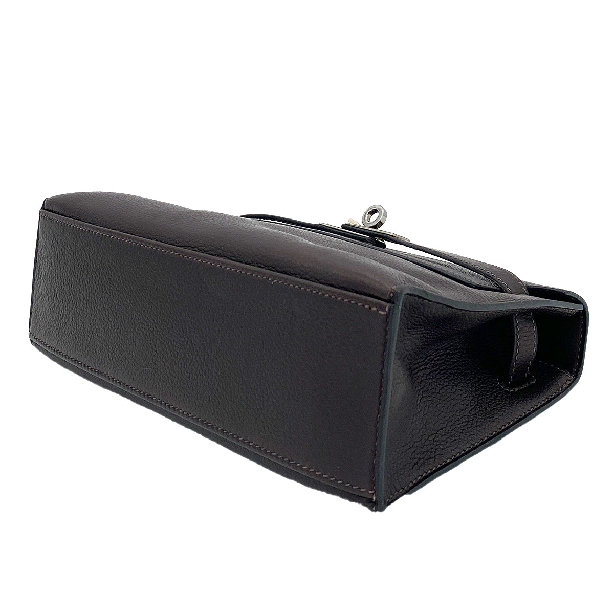 HERMES KELLY POCHETTE SELLIER EBENE EVERGRAIN HAND BAG □H 90247164