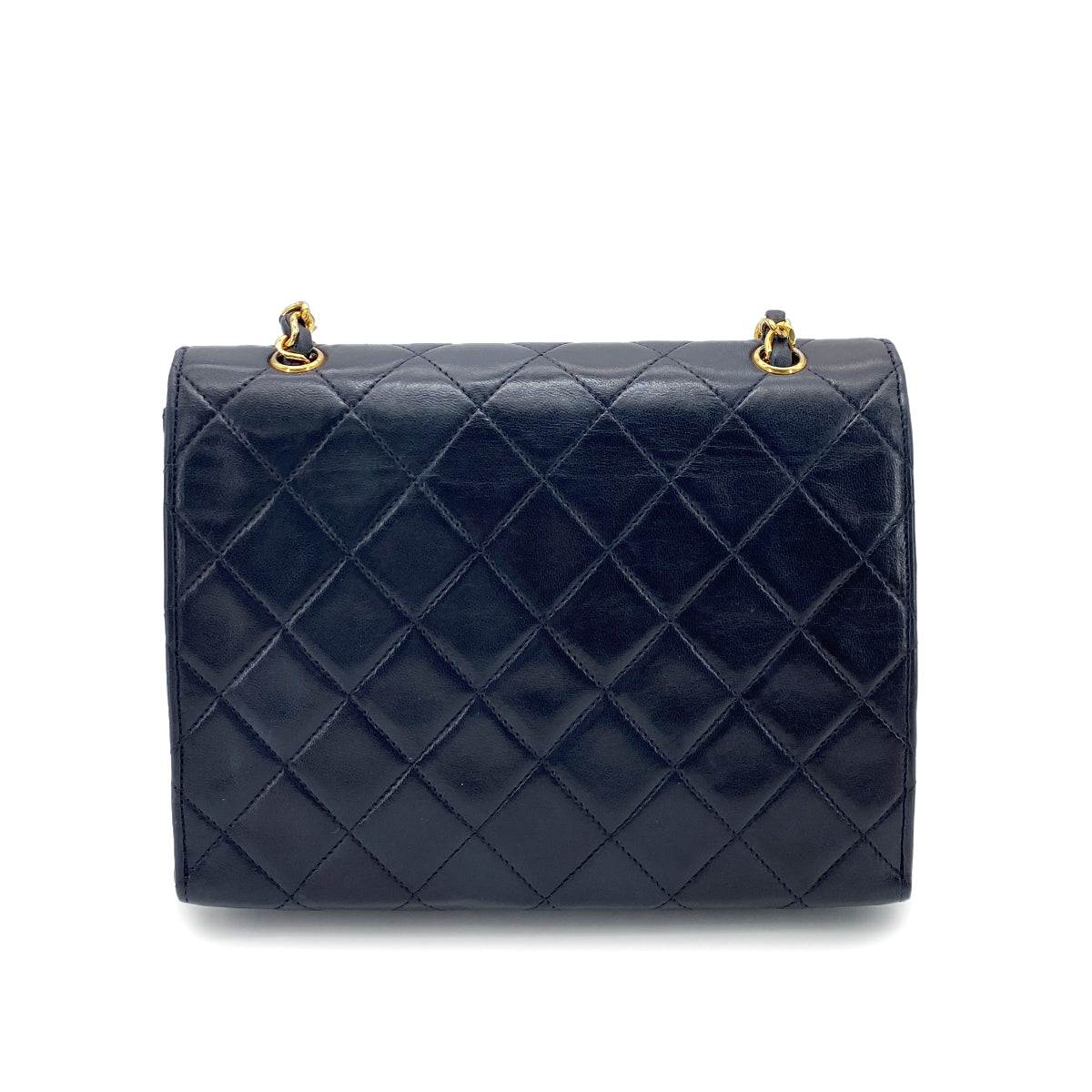 CHANEL VINTAGE MATELASSE BIG COCO CHAIN SHOULDER BAG NAVY LAMB SKIN 90247174