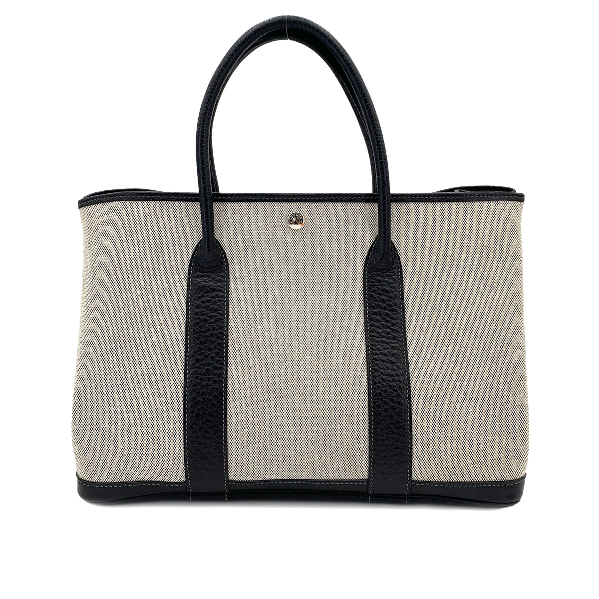 HERMES GARDEN PARTY 36 PM ECRU BLACK TOILE H TOTE BAG □G 90247181