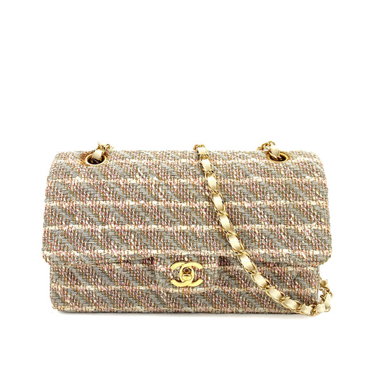 CHANEL VINTAGE CHAIN SHOULDER BAG MULTICOLOR TWEED 90247186