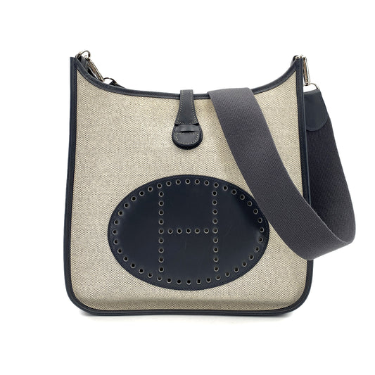 HERMES EVELYNE PM GRAPHITE BOXCALF TOILE H SHOULDER BAG □K 90247187
